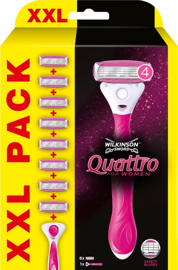 Wilkinson Sword Quattro for Women XXL holící strojek + 8 náhradních hlavic