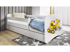 Kocot kids Dětská postel Babydreams bagr bílá, varianta 80x180, bez šuplíků, bez matrace