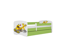 Kocot kids Dětská postel Babydreams bagr zelená, varianta 70x140, bez šuplíků, s matrací