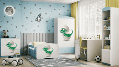 Kocot kids Dětská postel Babydreams dinosaurus modrá, varianta 80x180, bez šuplíků, bez matrace