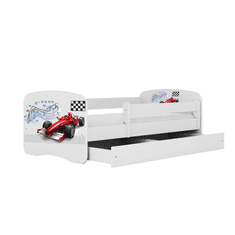 Kocot kids Dětská postel Babydreams formule jedna bílá, varianta 80x160, se šuplíky, s matrací