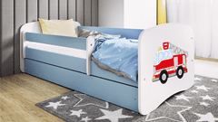 Kocot kids Dětská postel Babydreams hasičské auto modrá, varianta 80x180, bez šuplíků, s matrací