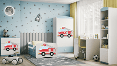 Kocot kids Dětská postel Babydreams hasičské auto modrá, varianta 80x180, bez šuplíků, s matrací