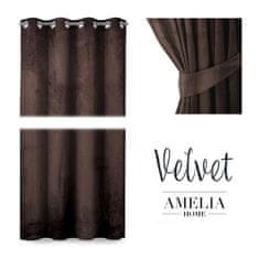 AmeliaHome Závěs Velvet 140x245 cm tmavě hnědý, velikost 140x245