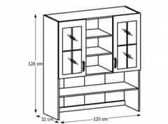 KONDELA Kuchyňská vitrína (nástavba) Royal K120 - bílá / sosna nordická