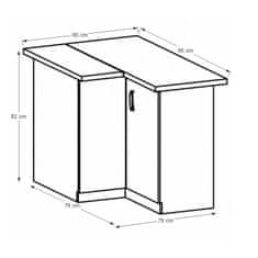 KONDELA Dolní rohová kuchyňská skříňka Sicilia D90N - ořech Milano