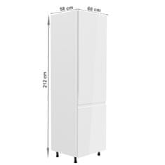 KONDELA Skříňka na vestavnou chladničku Aurora D60ZL P - bílá / bílý lesk