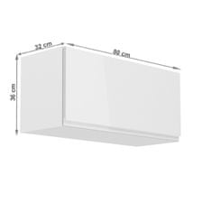 KONDELA Horní kuchyňská skříňka Aurora G80K - bílá / bílý lesk