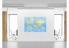 Glasdekor Skleněná magnetická tabule modrá mapa světa - Tvar: Obdélník, Rozměr skleněné grafické tabule: 30x60