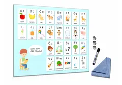 Glasdekor Skleněná magnetická tabule dětská anglická abeceda - Tvar: Obdélník, Rozměr skleněné grafické tabule: 90x55