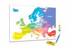 Glasdekor Metalová magnetická tabule - barevná mapa světa - Rozměr metalová tabule: 600 x 900 mm