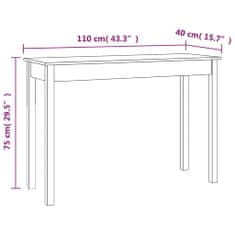 Vidaxl Konzolový stolek bílý 110 x 40 x 75 cm masivní borové dřevo