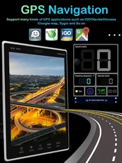 Podofo Tesla Style Android Autorádio s Otočnou Vertikální obrazovkou, parkovací kamera zdarma, Posuvné Autorádio s GPS navigací, WIFI, Bluetooth, USB