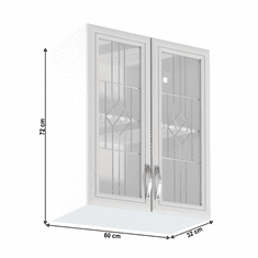 KONDELA Horní skříňka G60S se sklem, bíla/sosna Andersen, SICILIA