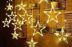 CoolCeny Vánoční LED světelný závěs – hvězdy - Bílá