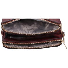 Coveri WORLD Koženková dámská crossbody kabelka se zlatými zipy Amadeo, vínová