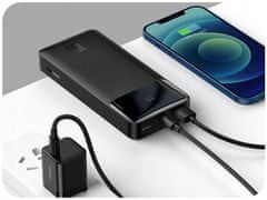 EnergoDom Powerbank 30000mAh LED USB-C QC 3.0 15W 3A, černá