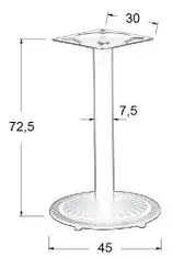 STEMA Kovová stolová podnož pro domácnost, restauraci, hotel SH-4004-1/B, černá, výška 72,5 cm, průměr spodního prvku 45 cm - rám stolu, stůl