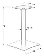 STEMA Kovová stolová podnož pro domácnost, restauraci, hotel SH-3060/B, černá, výška 73 cm, rozměry spodního prvku 45x45 cm - rám stolu, stůl