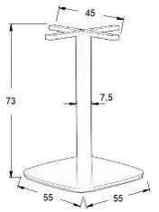 STEMA Kovová stolová podnož pro domácí, restaurační a hotelové použití SH-3050-4/B, černá, výška 73 cm, spodní prvek 55x55 cm - rám stolu