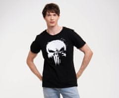 CurePink Pánské tričko Marvel|Punisher: TV Skull Logo (S) černá bavlna
