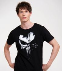 CurePink Pánské tričko Punisher: Techno Skull Marvel Comics (S) černá bavlna