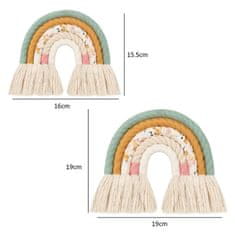 Dream Creations Macramé duha mintová a okrová s květinami | 2 velikosti Velikost: 15.5x16 cm