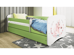 Kocot kids Dětská postel Babydreams kůň zelená, varianta 70x140, se šuplíky, bez matrace