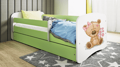 Kocot kids Dětská postel Babydreams medvídek s motýlky zelená, varianta 80x160, bez šuplíků, bez matrace