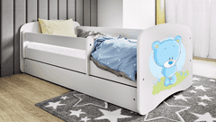 Kocot kids Dětská postel Babydreams medvídek bílá, varianta 70x140, se šuplíky, s matrací