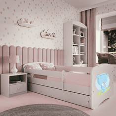 Kocot kids Dětská postel Babydreams medvídek bílá, varianta 70x140, se šuplíky, s matrací