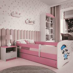 Kocot kids Dětská postel Babydreams mýval růžová, varianta 80x160, bez šuplíků, s matrací