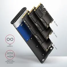 AXAGON EEM2-SB2, USB-C 3.2 Gen 2 - M.2 NVMe & SATA SSD kovový RAW box, bezšroubkový, černý