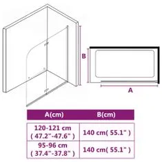 shumee Skládací sprchový kout se 2 panely ESG 120 x 140 cm