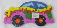 INTEREST Dětské vzdělávací dřevěné puzzle - Auto - číslice a abeceda.