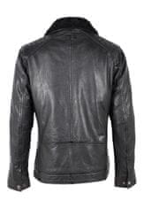 Gipsy Černá pánská kožená bunda DMMorrice s kožešinovým límcem, velké velikosti