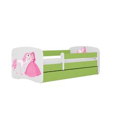 Kocot kids Dětská postel Babydreams princezna a poník zelená, varianta 70x140, bez šuplíků, s matrací