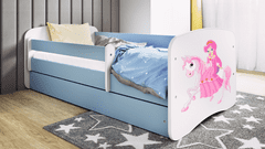 Kocot kids Dětská postel Babydreams princezna a poník modrá, varianta 80x180, bez šuplíků, s matrací