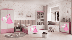 Kocot kids Dětská postel Babydreams princezna a poník růžová, varianta 80x160, se šuplíky, bez matrace