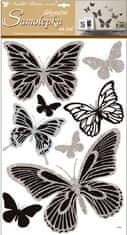 Anděl Přerov Samolepky na zeď motýli se stříbrnými glitry 60x32 cm 