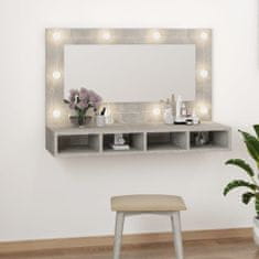 Greatstore Zrcadlová skříňka s LED betonově šedá 90 x 31,5 x 62 cm