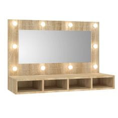 Greatstore Zrcadlová skříňka s LED dub sonoma 90 x 31,5 x 62 cm