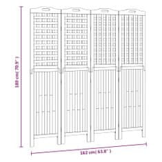 Petromila 4dílný paraván 162 x 2 x 180 cm masivní akáciové dřevo 