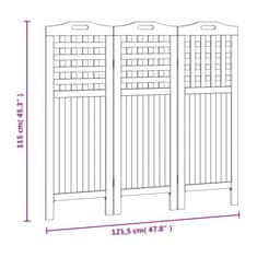 Petromila 3dílný paraván 121,5 x 2 x 115 cm masivní akáciové dřevo