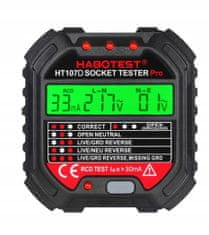 Habotest Tester zásuvek se zobrazením RCD GFCI, HT107D