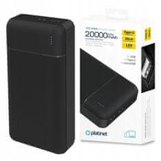 Platinet Powerbanka 20000mAh 2x USB-C micro USB, 45722 černá