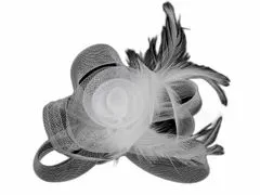 Kraftika 1ks bílá fascinátor / brož květ s peřím, klobouky