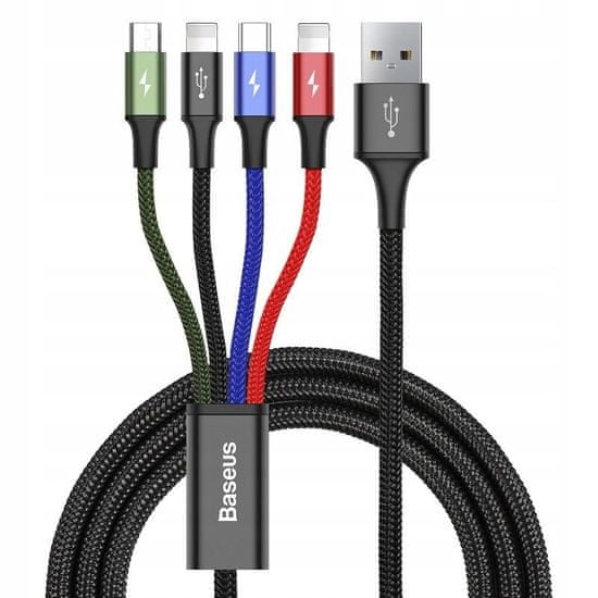 4v1 USB-C Micro USB 2x Lightning kabel - 3,4A 1,2m