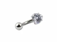 Kraftika 1ks crystal srdce piercing do pupíku z chirurgické oceli s
