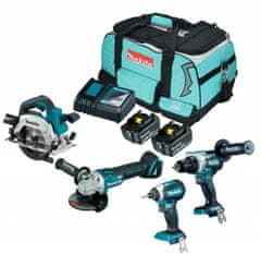 Makita Zes.Combo 18V Dlx4156Tx1 (Ddf486+Dtd153+Dga504+Dhs660) 2X5,0Ah + brašna